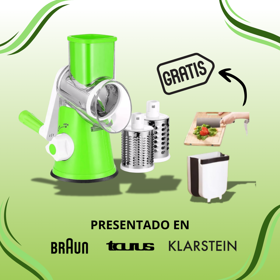 Molino Ultra Rallador 3 en 1 + Cubo de Basura Plegable (GRATIS) CocinaXpress®